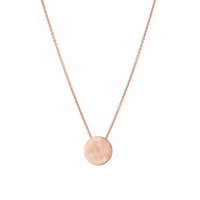 Posh Totty Designs Women's Rose Gold Plated Medium Hammered Disc Necklace In Pink