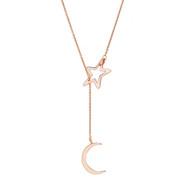 Posh Totty Designs Women's Rose Gold Plated Moon & Star Lariat Necklace