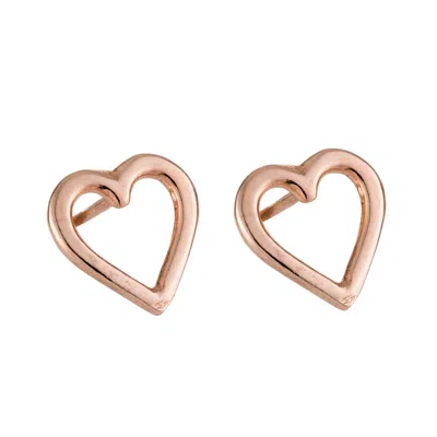 Posh Totty Designs Women's Rose Gold Plated Open Mini Heart Stud Earrings