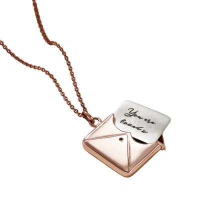 Posh Totty Designs Women's Rose Gold Plated Script You Are Loved' Envelope Necklace
