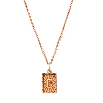 Posh Totty Designs Women's Rose Gold Plated Sunbeam Rectangle Initial Charm Necklace