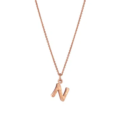Posh Totty Designs Women's Rose Gold Plated Textured Initial Letter Necklace