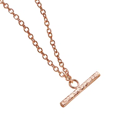 Posh Totty Designs Women's Rose Gold Plated Textured T-bar Necklace In Pink