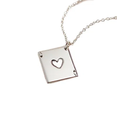 Posh Totty Designs Women's Silver Ace Of Hearts Playing Card Charm Necklace