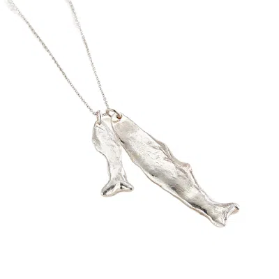 Posh Totty Designs Women's Silver Big Fish Little Fish Fortune Pendant Necklace