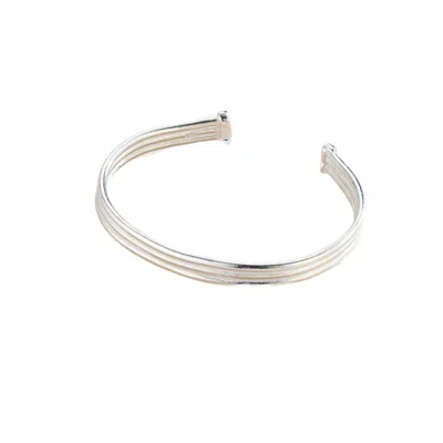 Posh Totty Designs Women's Silver Column Open Cuff Bangle