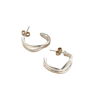 Posh Totty Designs Women's Silver Delta Open Hoop Earrings