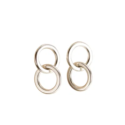 Posh Totty Designs Women's Silver Interlinking Hoop Charm Stud Earrings