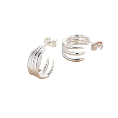 Posh Totty Designs Women's Silver Talon Open Hoop Earrings