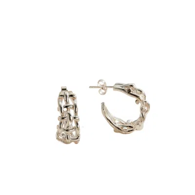 Posh Totty Designs Women's Silver Woven Hoop Earrings
