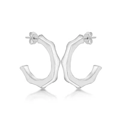 Posh Totty Designs Women's Sterling Silver Bamboo Hoop Earrings In White