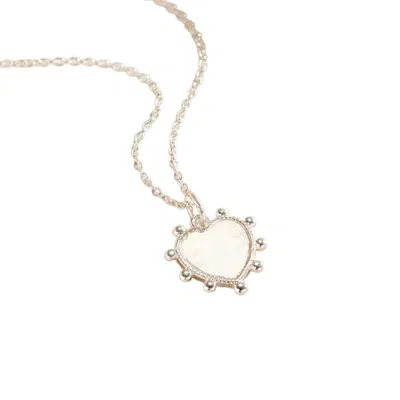Posh Totty Designs Women's Sterling Silver Beaded Heart Charm Necklace In Metallic