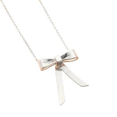 Posh Totty Designs Women's Sterling Silver Bow Charm Necklace In Neutral