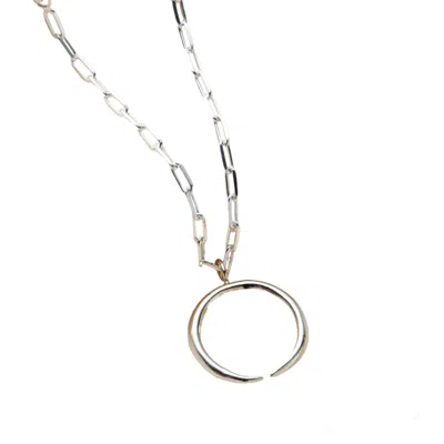 Posh Totty Designs Women's Sterling Silver Chain Link Horn Necklace In Metallic