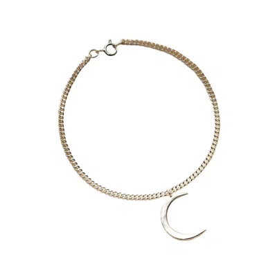 Posh Totty Designs Women's Sterling Silver Crescent Moon Charm Bracelet In Metallic