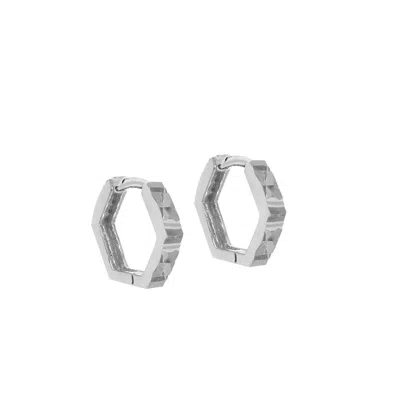 Posh Totty Designs Women's Sterling Silver Faceted Hexagon Huggie Earrings In Metallic