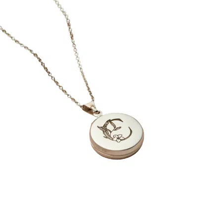 Posh Totty Designs Women's Sterling Silver Floral Engraved Initial Circle Locket Necklace