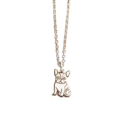 Posh Totty Designs Women's Sterling Silver French Bulldog Dinky Charm Necklace In Metallic