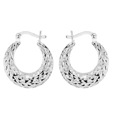 Posh Totty Designs Women's Sterling Silver Geometric Textured Hoop Earrings In Metallic