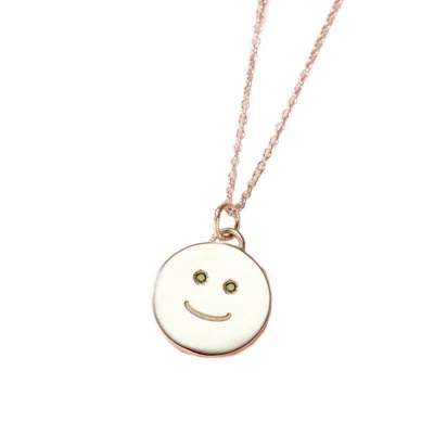 Posh Totty Designs Women's Sterling Silver Happy Face Emerald Diamond Pendant Necklace