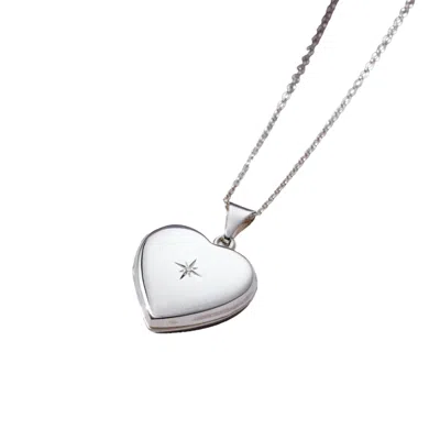 Posh Totty Designs Women's Sterling Silver Heart Locket With Diamond In Metallic