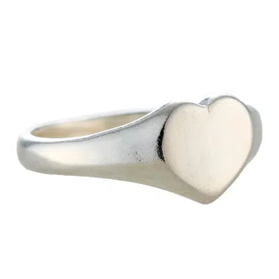 Posh Totty Designs Women's Sterling Silver Heart Signet Ring In Metallic