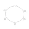 Posh Totty Designs Women's Sterling Silver Heart Station Bracelet In White