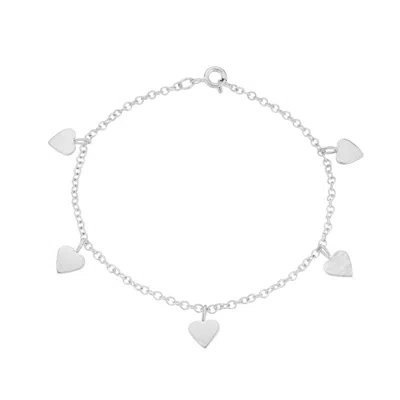 Posh Totty Designs Women's Sterling Silver Heart Station Bracelet In Gray