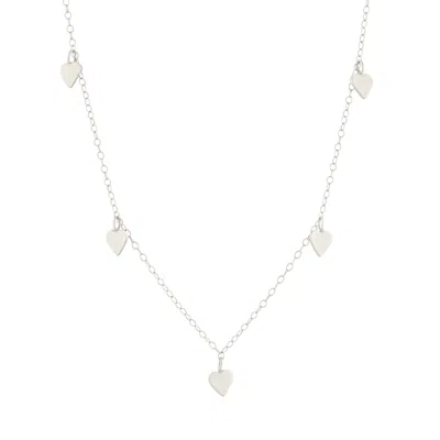 Posh Totty Designs Women's Sterling Silver Heart Station Necklace In Metallic