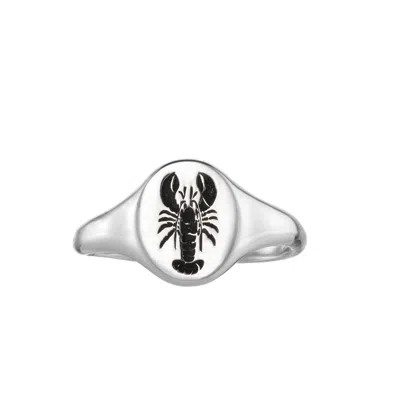 Posh Totty Designs Women's Sterling Silver Lobster Signet Ring In Metallic