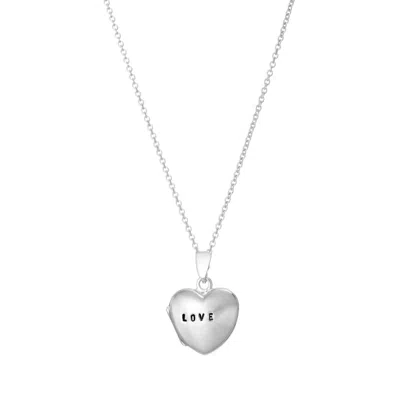 Posh Totty Designs Women's Sterling Silver Love Mini Heart Locket Necklace In Metallic