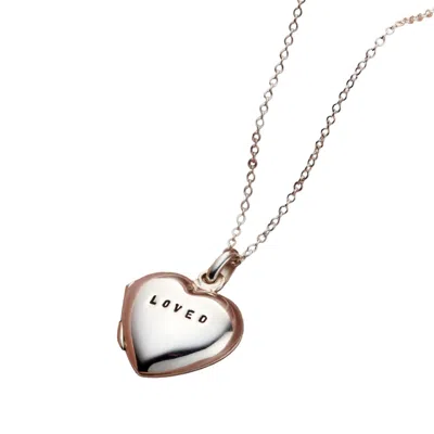 Posh Totty Designs Women's Sterling Silver Loved Small Heart Locket Necklace In Burgundy