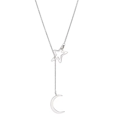 Posh Totty Designs Women's Sterling Silver Moon & Star Lariat Necklace