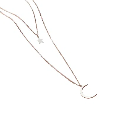 Posh Totty Designs Women's Sterling Silver Moon And Star Layered Necklace Set
