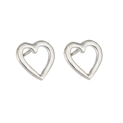 Posh Totty Designs Women's Sterling Silver Open Mini Heart Stud Earrings In Metallic