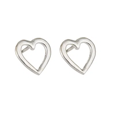 Posh Totty Designs Women's Sterling Silver Open Mini Heart Stud Earrings In White