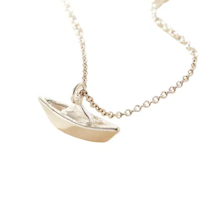 Posh Totty Designs Women's Sterling Silver Origami Boat Charm Necklace In Gold