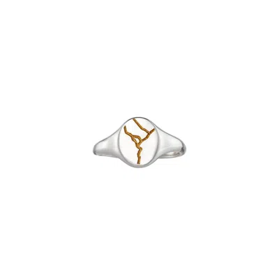 Posh Totty Designs Women's Sterling Silver Oval Kintsugi Signet Ring In Metallic