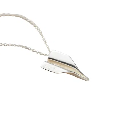 Posh Totty Designs Women's Sterling Silver Paper Plane Necklace In Gray