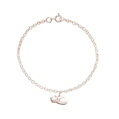 Posh Totty Designs Women's Sterling Silver Sleeping Cat Dinky Charm Bracelet