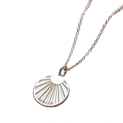 Posh Totty Designs Women's Sterling Silver Sunburst Disc Necklace In White