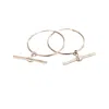 Posh Totty Designs Women's Sterling Silver T Bar Charm Hoop Earrings