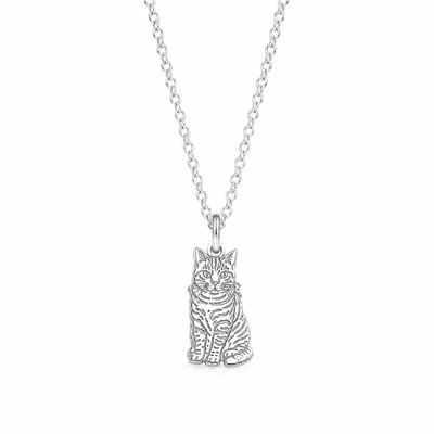 Posh Totty Designs Women's Sterling Silver Tabby Cat Dinky Charm Necklace In Pink