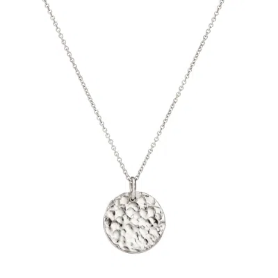 Posh Totty Designs Women's Sterling Silver Textured Disc Necklace In White