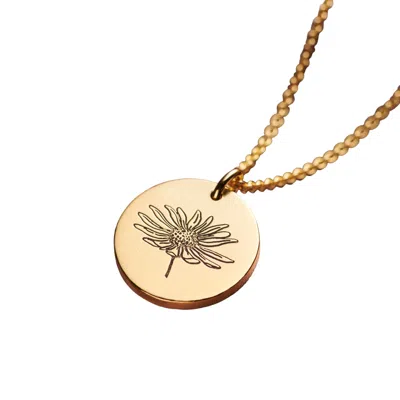 Posh Totty Designs Women's Yellow Gold Plated Engraved April Daisy Birth Flower Necklace