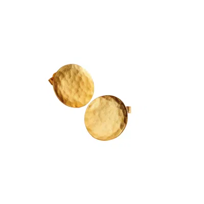 Posh Totty Designs Women's Yellow Gold Plated Hammered Circle Stud Earrings