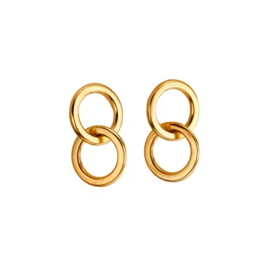 Posh Totty Designs Women's Yellow Gold Plated Interlinking Hoop Charm Stud Earring