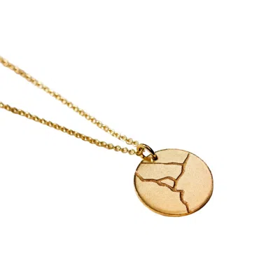 Posh Totty Designs Women's Yellow Gold Plated Kintsugi Disc Necklace