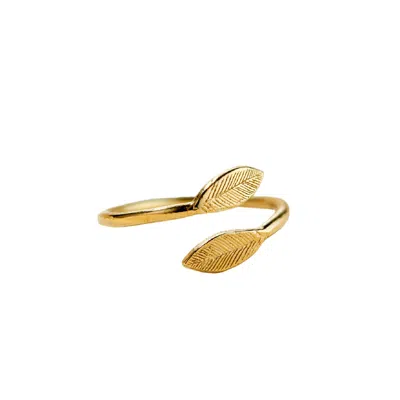 Posh Totty Designs Women's Yellow Gold Plated Leaf Open Ring