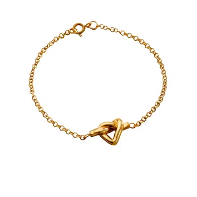 Posh Totty Designs Women's Yellow Gold Plated Love Knot Heart Bracelet